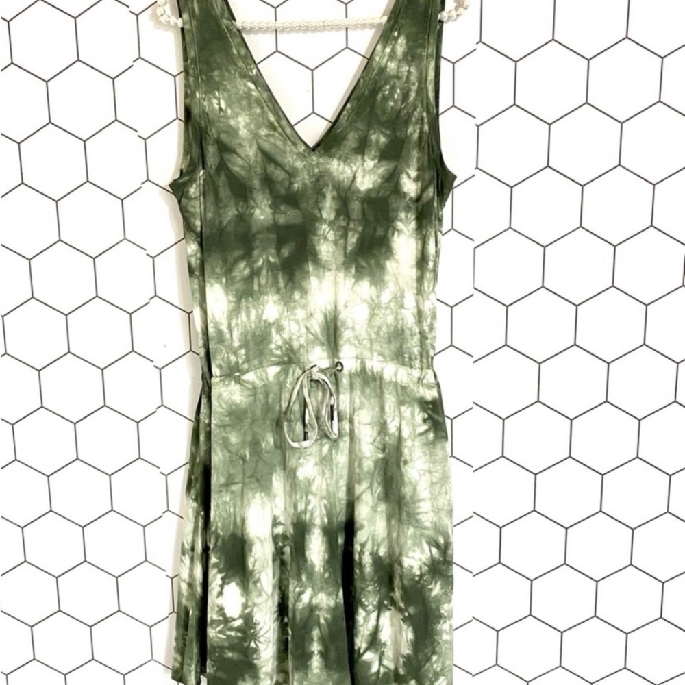 Sweaty Betty Take it Easy Drop Waist Moss Green Tie Dye Dress